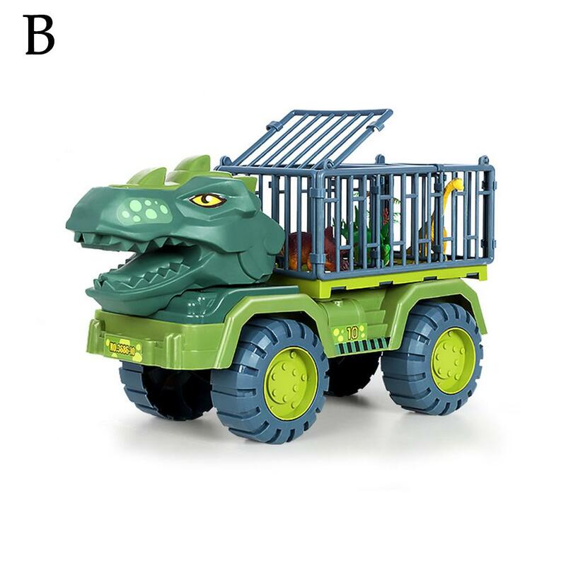 Coche de transporte de dinosaurio para niños, vehículo de ingeniería, camión transportador, juguetes de dinosaurios, regalos de cumpleaños con 3 dinosaurios O5X9