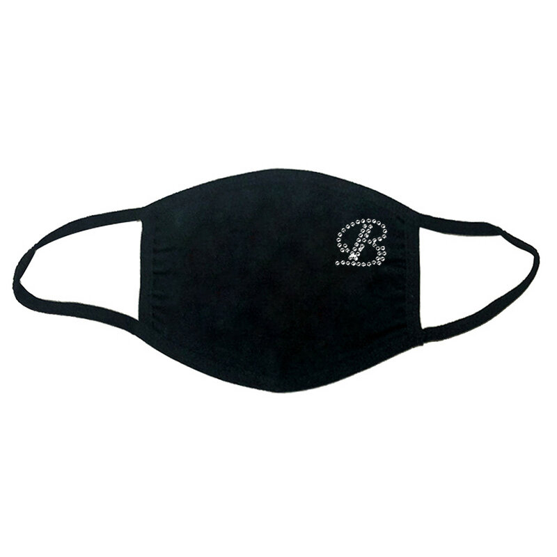 패션 라인석 성인 보호 마스크, 면 세척 및 재사용 가능 블랙 마스크, 장기간 착용 마스크용 무압력 마스크