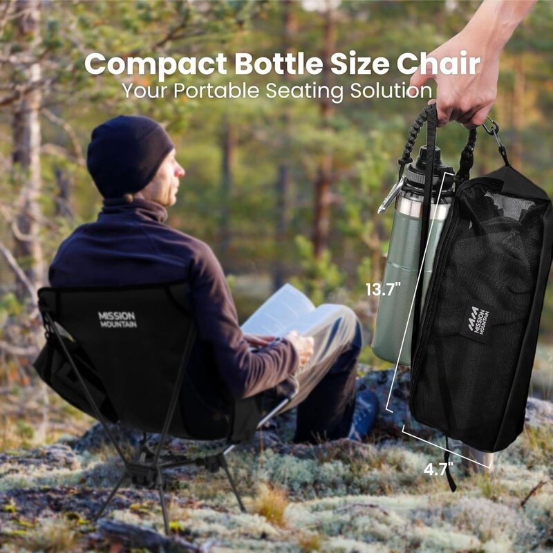 Mission Mountain UltraPort Portable Camping Chair -  Compact & Lightweight Chairs for Camping, Hiking, Travel, Beach and Picnic
