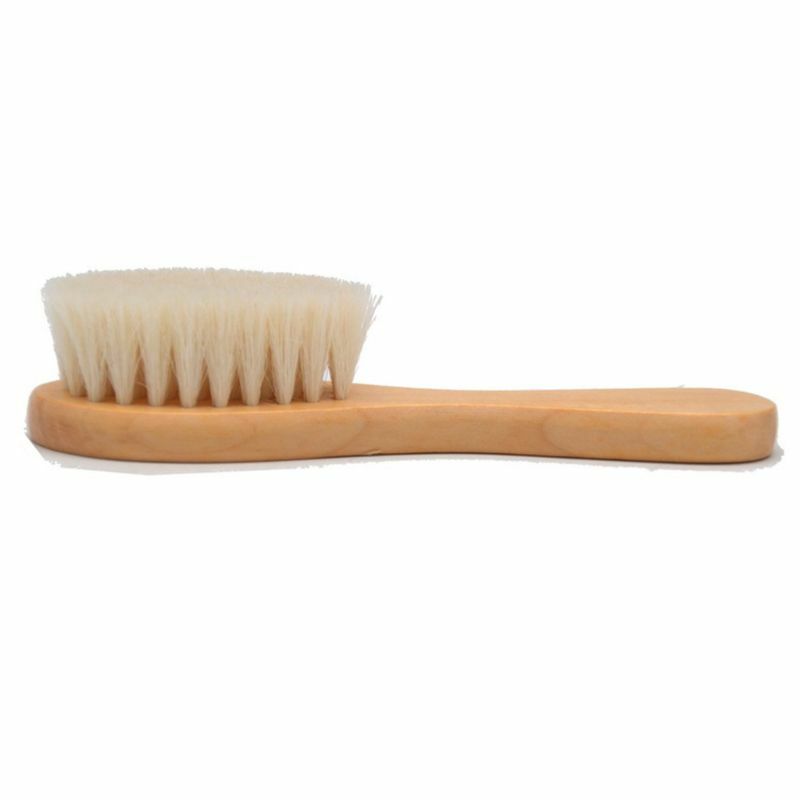 Wooden Handle Baby Wool Hair Brush Child Comb Hairbrush Infant Cleaning Brush G99C