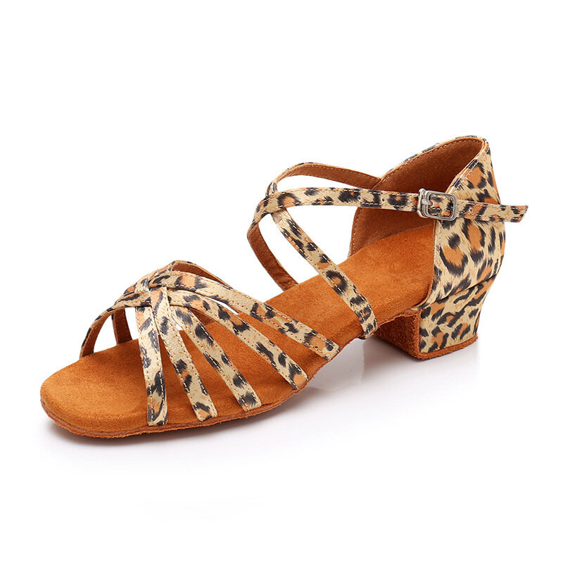 TOVEKIN-zapatos de baile latino para mujer, fondo suave, sandalias de práctica de Jazz, tacón medio para niñas, baile de salón, 3,5 cm