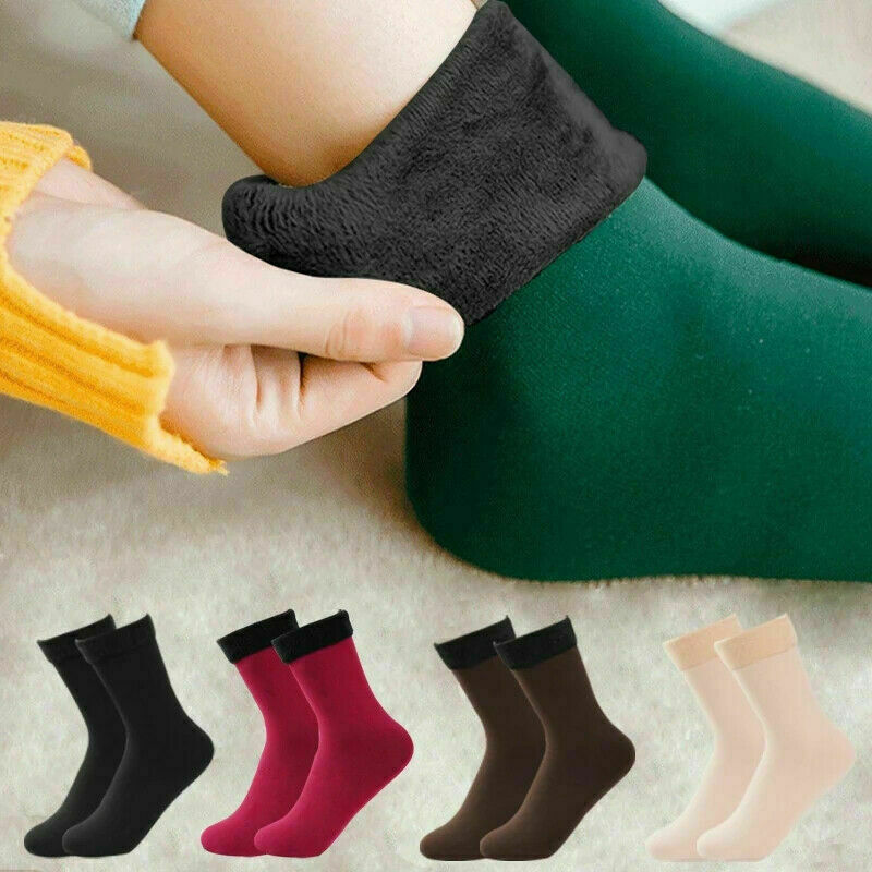 2/3/5 Pairs Winter Warm Solid Women Socks Thicken Thermal Socks Wool Cashmere Black Skin Seamless Snow Sock Velvet Unisex Socks