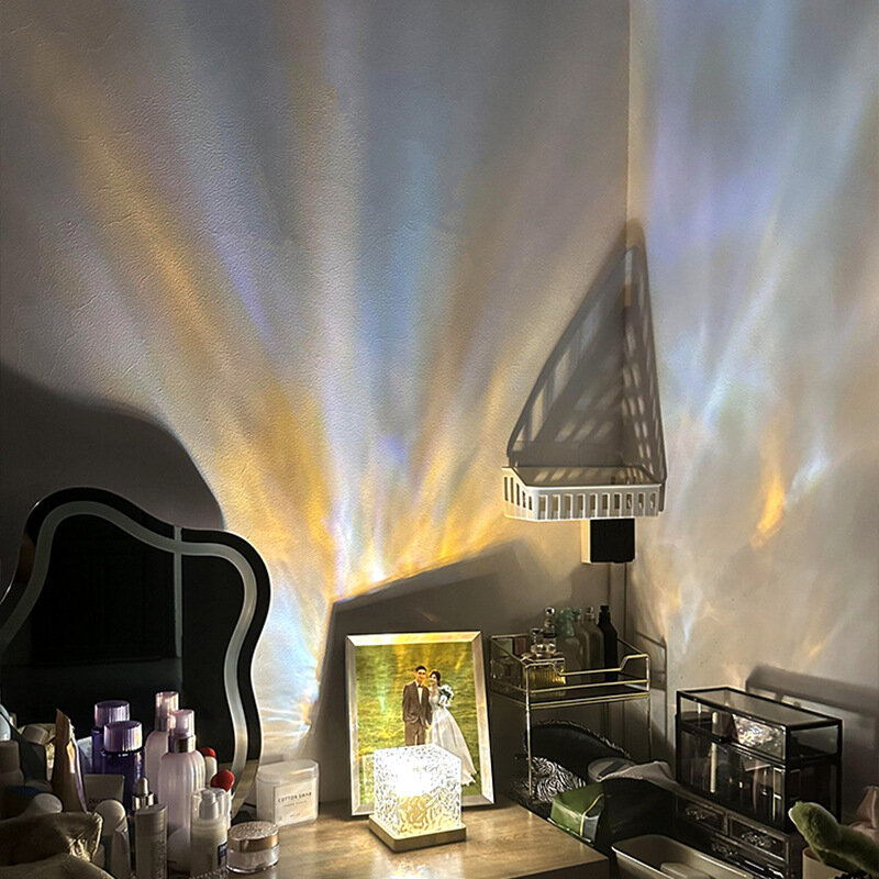 Lámpara giratoria de ondulación de agua, proyector de ambiente Popular para dormitorio, mesita de noche, 16 colores, 2024