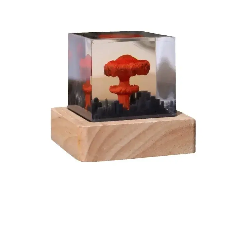 Ornamenti di luce notturna di vendita caldi Oppenheimer bomba atomica esplosione fungo nuvola cristallo creativo resina epossidica mestiere decorativo