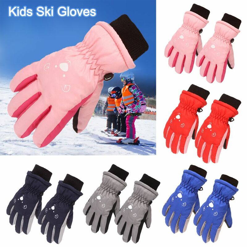 Kids Cartoon Warm Ski Gloves, luvas, antiderrapantes, à prova de vento, impermeável, esportes ao ar livre, meninos, meninas, crianças, inverno