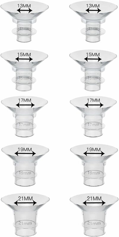 Inserção de flange de bomba de mama, compatível com S9, S10, S12, 13, 15, 17, 19, 21mm, 24mm, 10 peças
