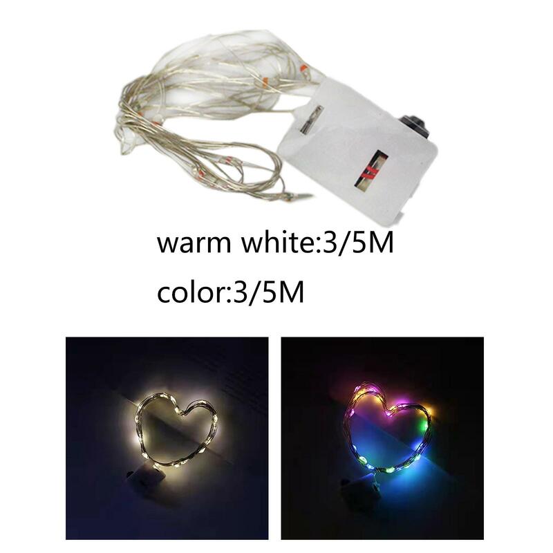 LED String Copper Wire Lights Decorative Light Flashing Battery Operated IP42 Waterproof for Gift Box Garland Wreath Home Decor