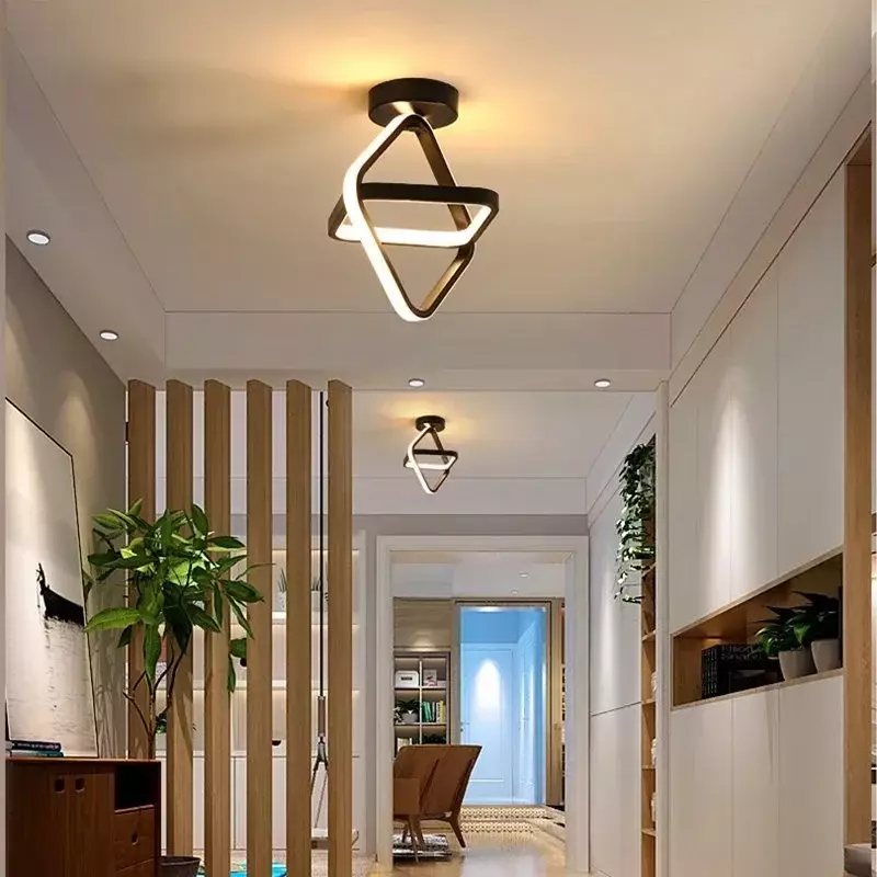 Lampu langit-langit LED Modern kecil, lampu langit-langit desain kreatif 2 cincin, perlengkapan pencahayaan dalam ruangan lorong balkon lorong kantor berkilau