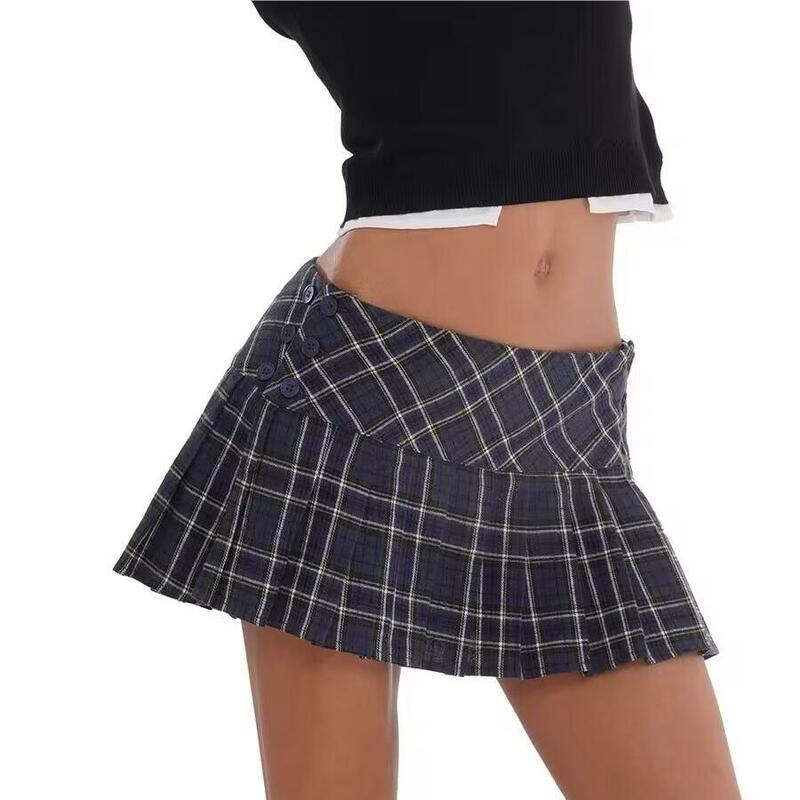 Summer Mini skirts for woman vintage korean fashion plaid skirts for women y2k skirts pleated green plaid skirts preppy style