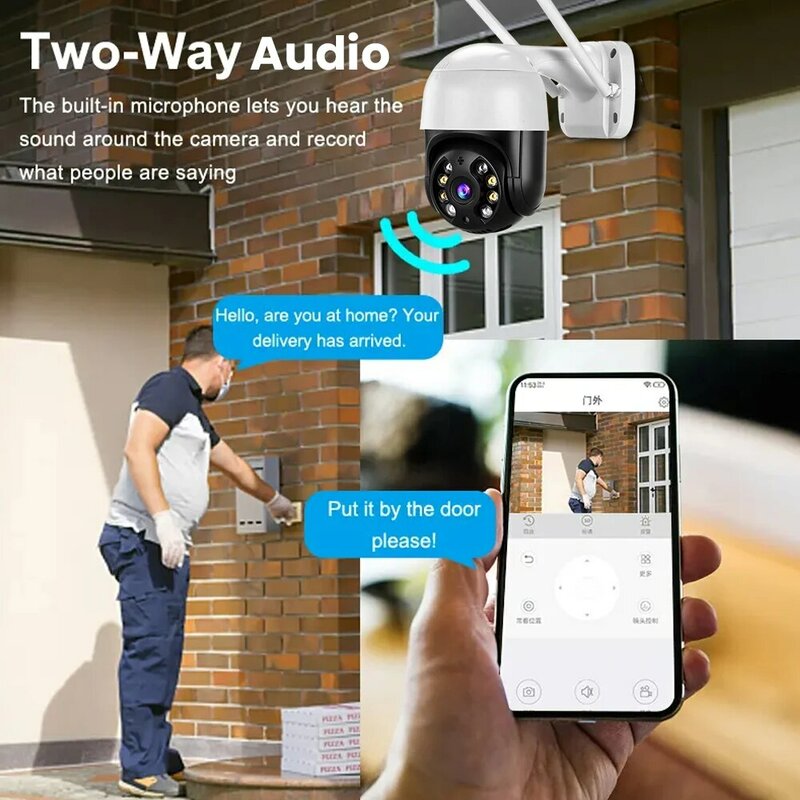 Kamera CCTV 4K 8MP PTZ Wifi IP, kamera keamanan luar ruangan 4X Zoom Digital AI deteksi manusia nirkabel H.265 P2P Audio 1080P 5MP
