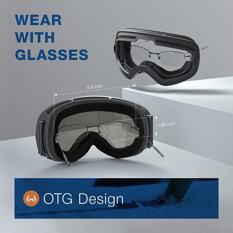 Лыжные очки PHMAX, двухслойные незапотевающие лыжные очки UV400, Лыжная маска, мужские и женские лыжные очки, профессиональные зимние спортивные очки для снега