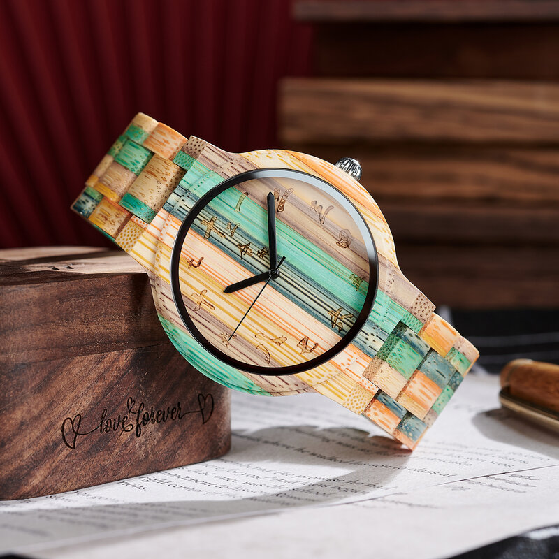 BOBO BIRD jam tangan kuarsa pasangan kayu untuk pria jam tangan wanita mode relogio feminino hadiah jam tangan antik disesuaikan