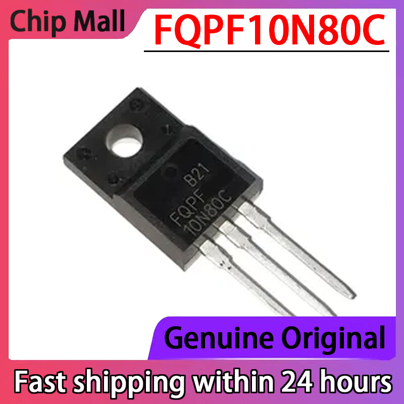 10 шт., новый оригинальный транзистор полевого эффекта FQPF10N80C 10N80C, 10 А/800 в