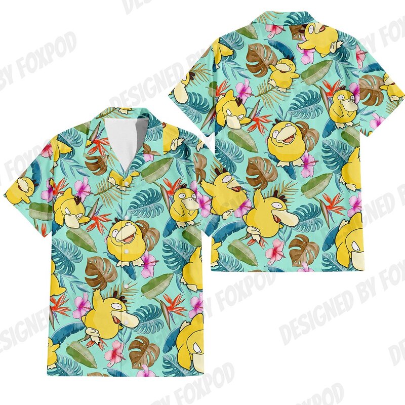Desenhos animados havaianos 3D masculino camiseta de praia solta, blusa grande de manga curta, divertida, verão, nova