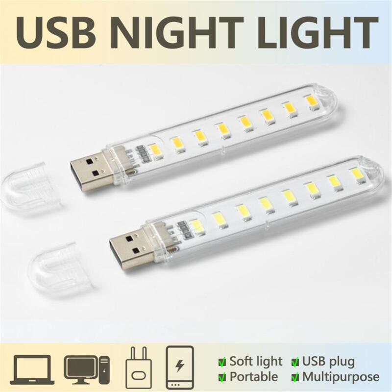 Mini lámpara portátil USB de 3/8led, luz de lectura Ultra brillante, DC5V, 3LED, 8LED, para banco de energía, PC, portátil y Notebook
