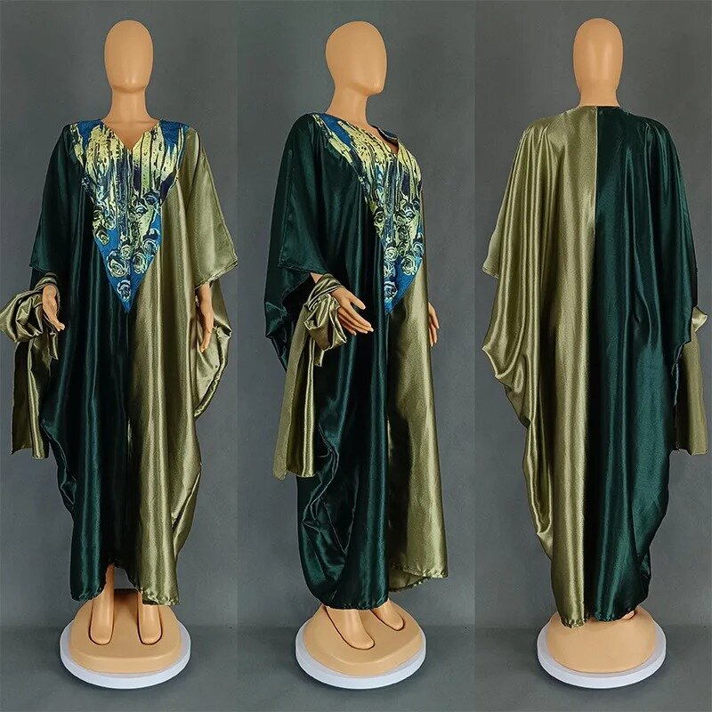 Robe africaine grande taille pour femmes, robe de soirée maxi, boubou, caftan musulman, col en V, mode africaine élégante, automne, printemps