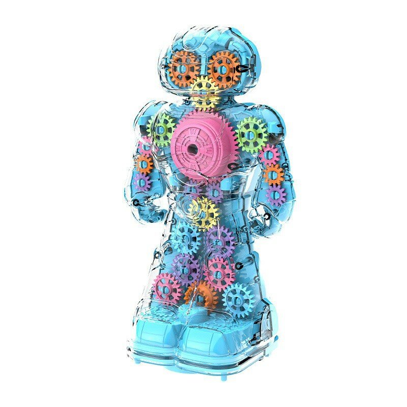 Transparent Electric Gear Robot Toy Colorful Luminous Intelligent Walking Anti-collision Music Robot Educational Toys Kids Gifts