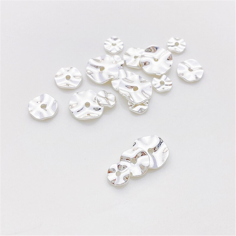 Opakowanie 925 grubych srebrnych falistych koralików dystansowych ręcznie robionych bransoletka z paciorkami naszyjnik akcesoria materiałowe biżuterii L333