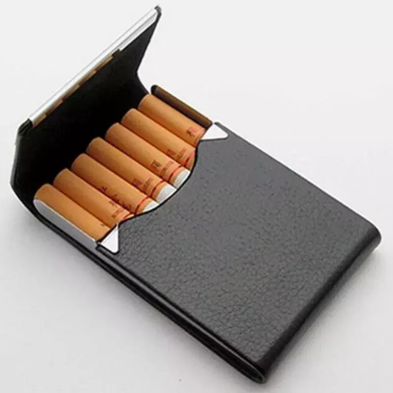 Gorąca wyprzedaż proste papierośnica pudełko do przechowywania cygar ze stali nierdzewnej karta wielofunkcyjna etui PU pojemnik na tytoń akcesoria do palenia