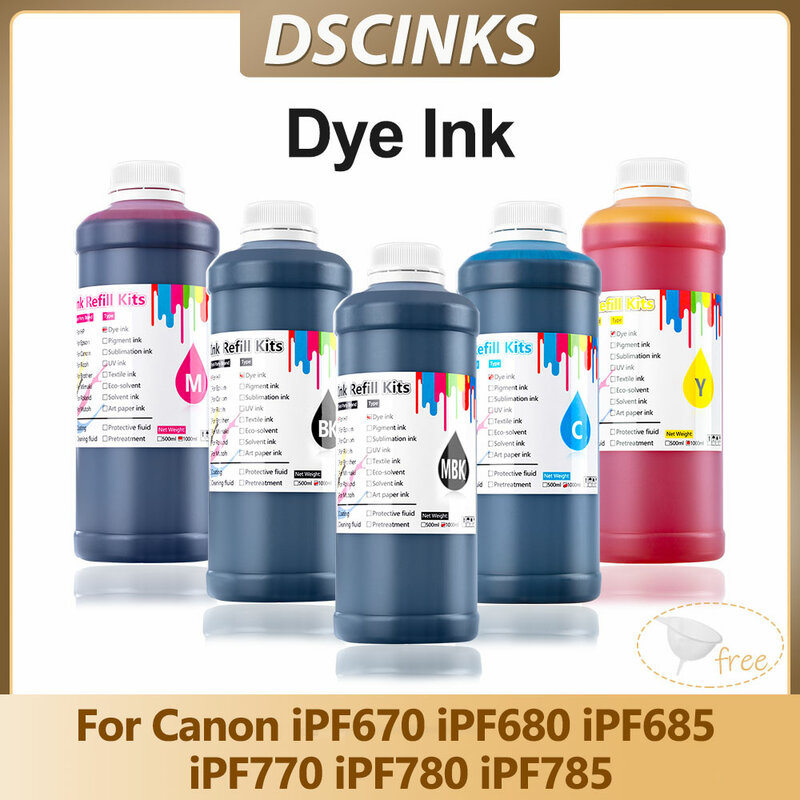Encre à colorant pour imprimante Canon, 1000ml, MK 107 BK C M Y, iPF670 iPF680 iPF685 iPF770 iPF780 iPF785 670