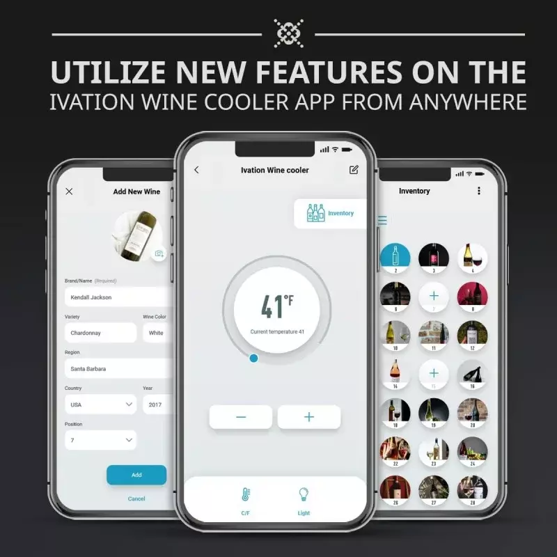 Ivation 51 Bottle Compressor Wine Cooler Refrigerator with Wi-Fi Smart App Control Cooling System | Large Freestanding Wine Cell