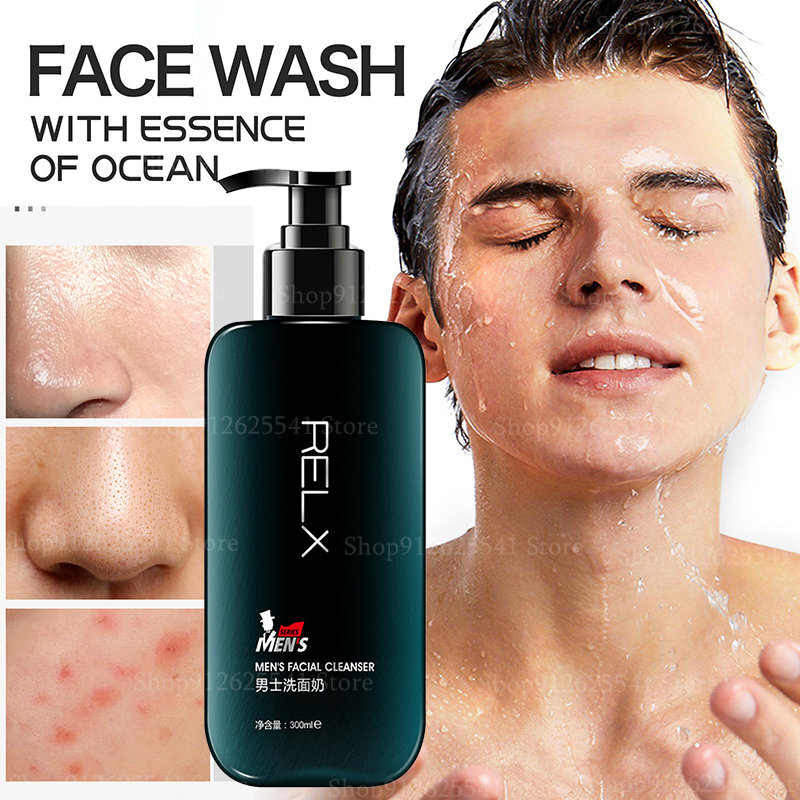 Nettoyant pour le visage aux acides aminés pour hommes, élimine les points noirs, anti-acné, contrôle de l'huile, hydratant, nettoyage en profondeur, soins de la peau