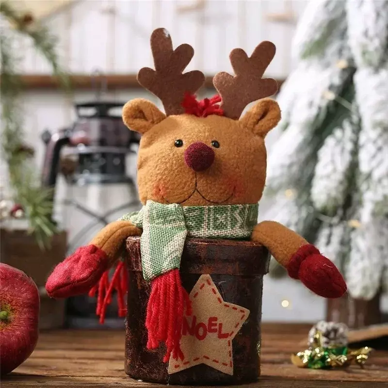 Caja de regalo de Navidad y Año Nuevo para niños, tarro de dulces de temperamento de Navidad, caja de manzana de muñeco de nieve de Santa Claus, decoración de muñecas de dibujos animados