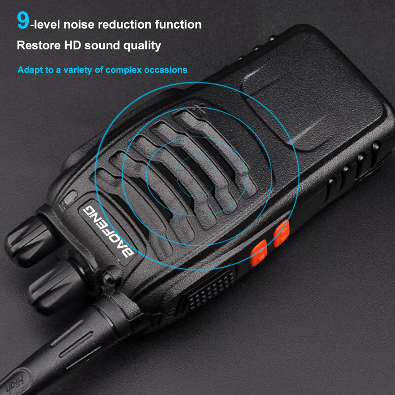 Baofeng-walkie-talkie profesional 888S, radio bidireccional, conjunto inalámbrico de largo alcance, comunicador uhf, 400-470MHz, 16 canales, 2 uds.