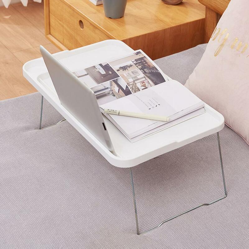 학생용 휴대용 접이식 노트북 침대 테이블, 미끄럼 방지 다리 컵 거치대, 안정적인 강한 하중 지지 침대 책상