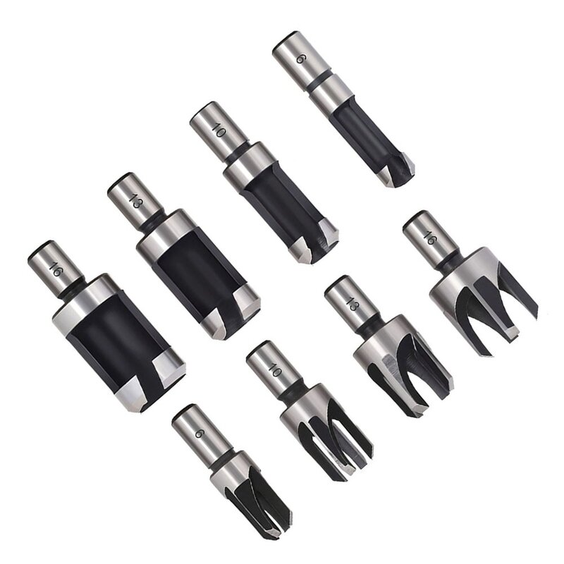 4pcs Woodworking Cork Drill Bit Four-Tooth Chamfering Tools Hole Opener Reaming Drill Bit Removal Tool Cutting Tool Set