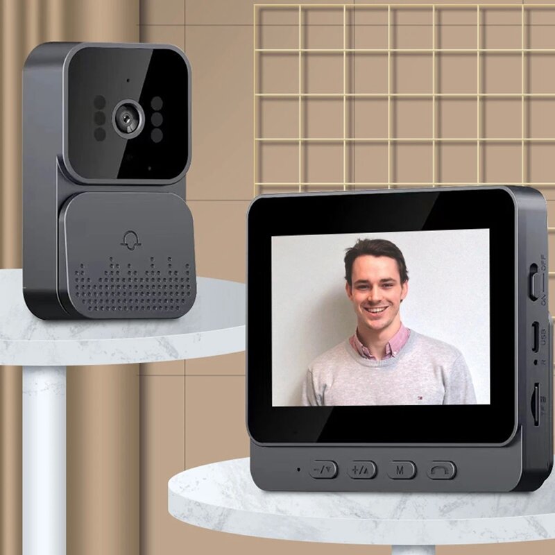 Video Doorbell Wireless Door Bell 1080P 4.3Inch IPS Screen Doorbell Camera 2.4G For Villa Home