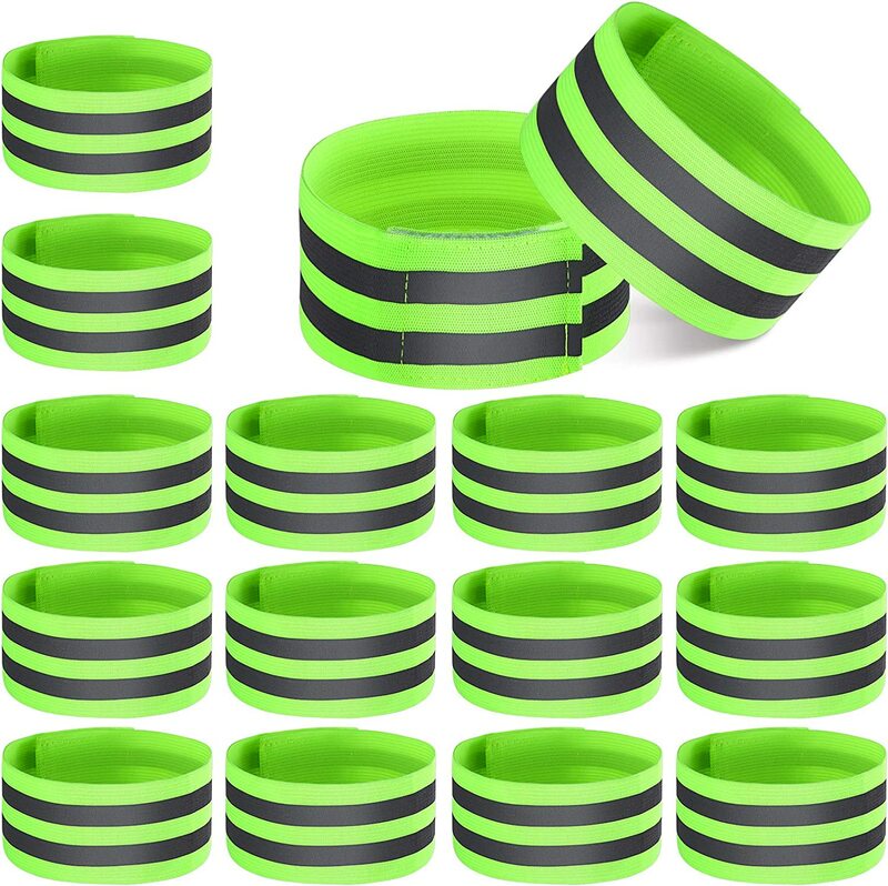 4Pcs Reflective Bands Elastic Bracelet Armband Wristband Straps Safety Reflector Tape for Night Cycling Running Adults Children