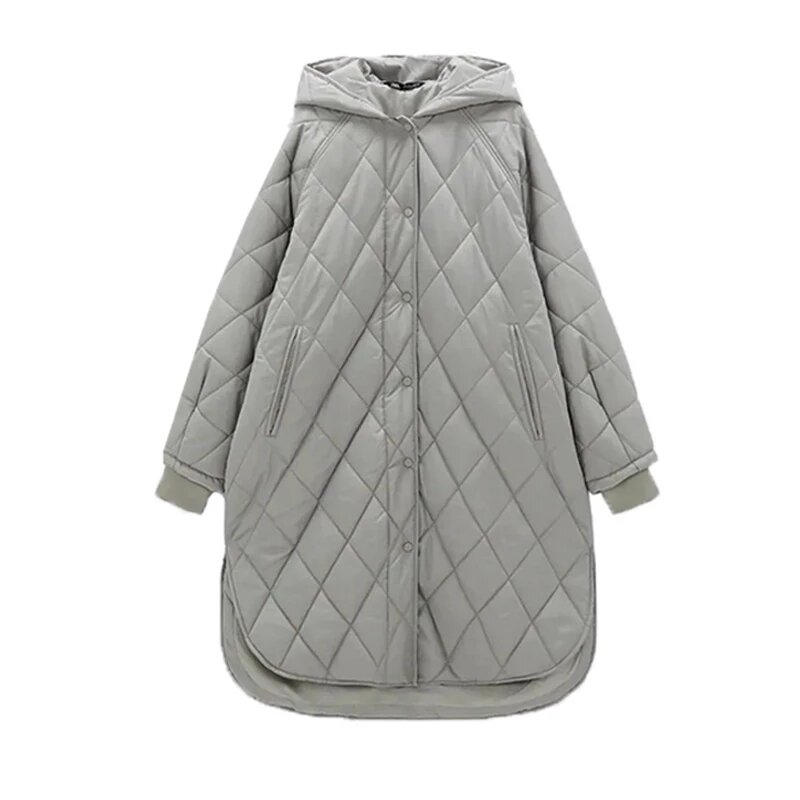 Veste d'hiver ample à capuche pour femme, parka surdimensionnée, solide, à simple boutonnage, en coton rembourré, manteau à manches longues