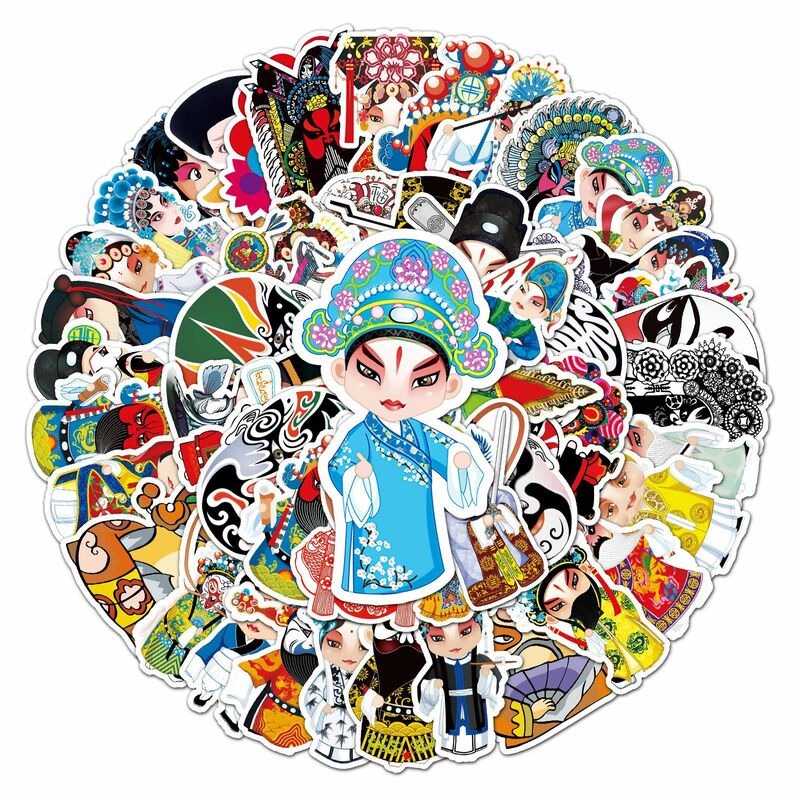 50 Stuks Chinese Stijl Opera Face Serie Graffiti Stickers Geschikt Voor Laptop Helmen Desktop Decoratie Diy Stickers Speelgoed
