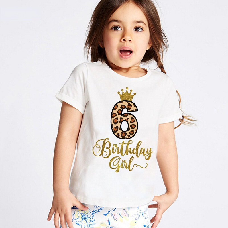 Camiseta con número para niña, camiseta bonita de princesa para cumpleaños, camiseta para niña, camiseta para fiesta de cumpleaños, envío directo