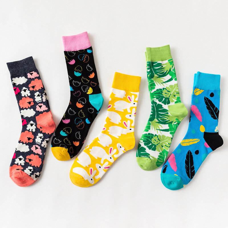 Calcetines coloridos de tendencia alta para hombre y mujer, calcetines personalizados de la serie huevo de Pascua