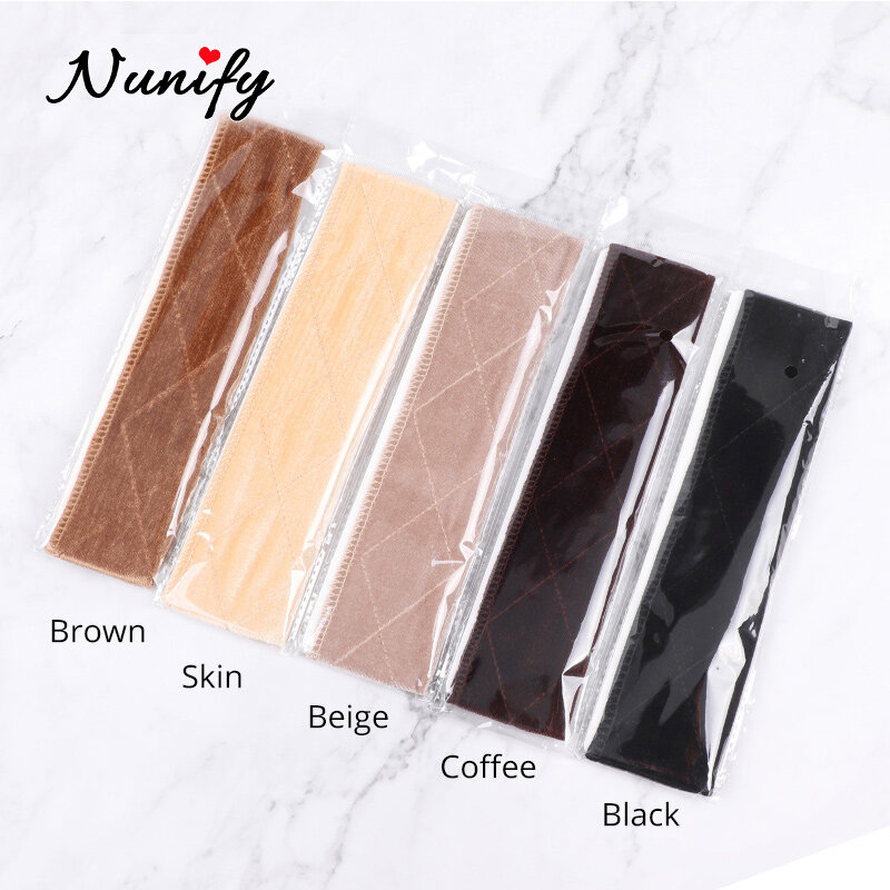 1Pcs Wig Grip Band Brown Velvet Headband Scarf Head Hair Band Extra Hold Wig Adjustable Fastern Stretch Cotton Wig Band Beige