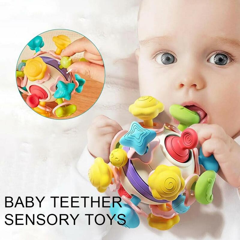 Zabawki do ząbkowania dla niemowląt Silikonowy uchwyt dla niemowląt Zabawki sensoryczne dla niemowląt Chwyć Grzechotka Zabawka dla niemowląt Prezent L8F8
