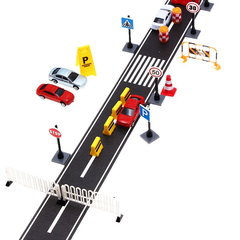 Autocollant de scène de piste de chemin de fer de circulation routière de maison de courses miniatures, autocollant de courbe de scène de stationnement, jouet de décoration de modèle, 1 rouleau, 5m, 1:12
