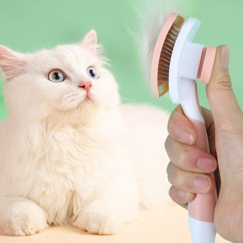 Cepillo de autolimpieza para mascotas, accesorio para el cuidado del cabello, para perros y gatos
