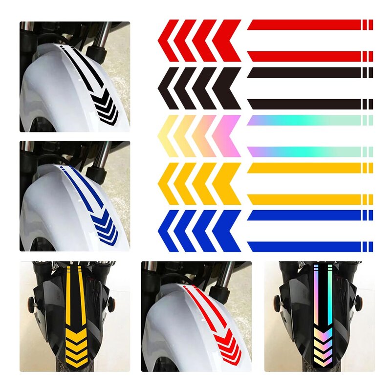 1pc Motorcycle Mudguard Sticker Fender Arrow Line Strip Reflective Waterproof Oilproof Tape Decal Accessory
