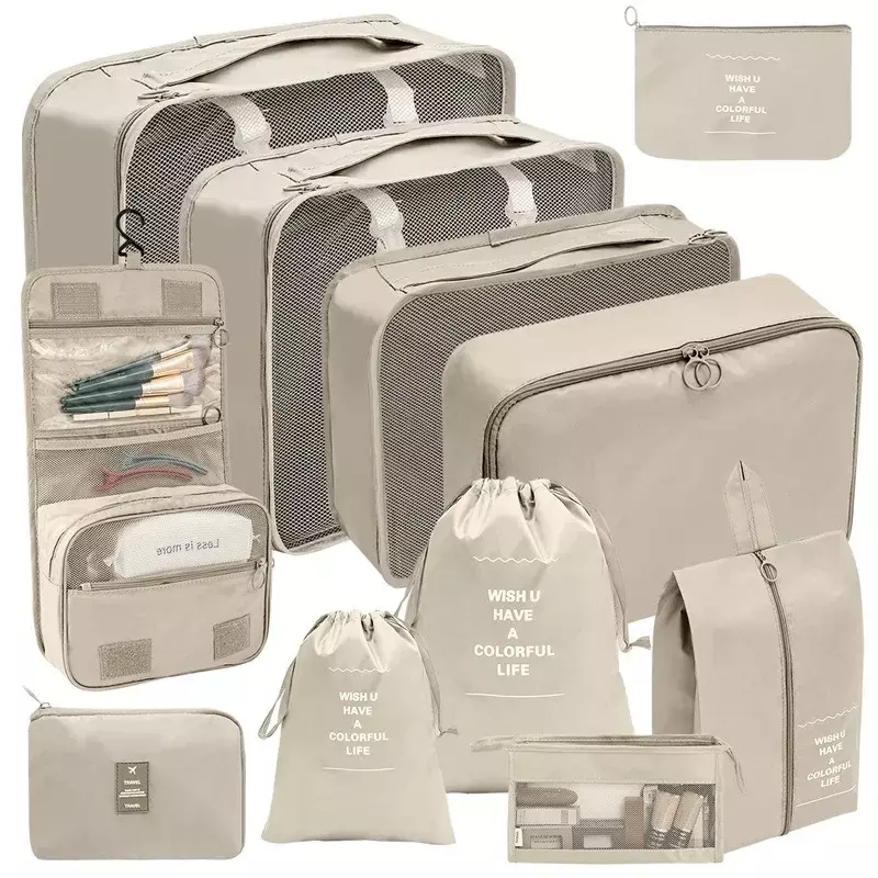 7/10 Pcs Set Travel Organizer Storage Bags Suitcase Packing Cubes Set Cases Portable Luggage Clothes Shoe Tidy Pouch Folding