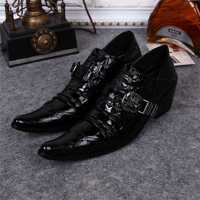 Pointed casual shoes with a height of 6cm, men's casual shoes, fashionable Korean version for business and leisure