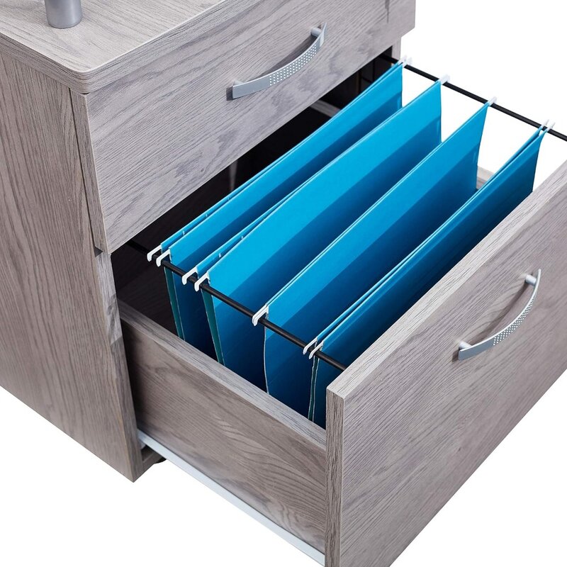 Techni Mobili Rolling Glass Top File Cabinet, Regular, Gray