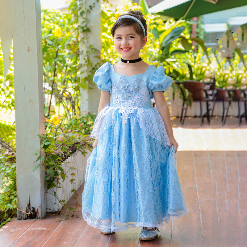 Vestido de princesa de Cenicienta para niñas, disfraz de fiesta de Halloween, vestido de cumpleaños para niños, ropa de decoración de lentejuelas