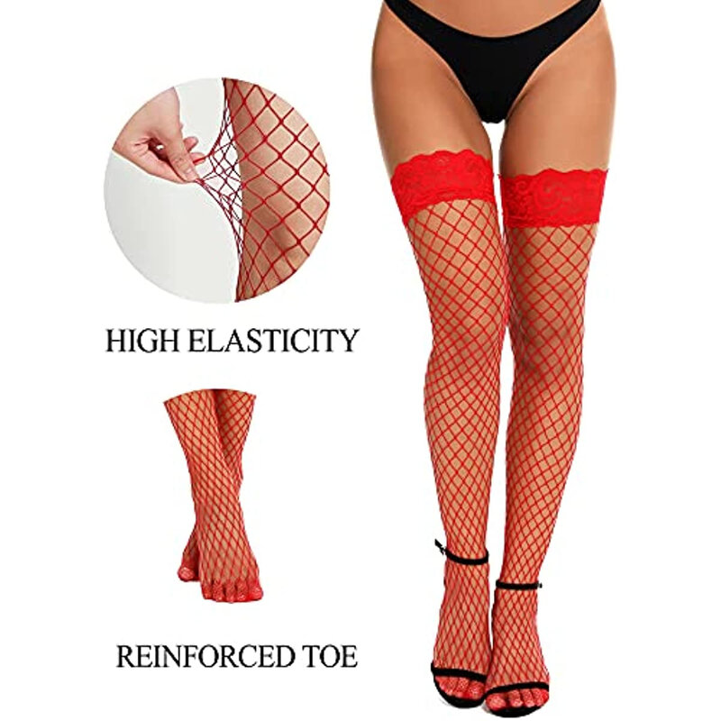 SHENGRENMEI Double-silicone Design Stockings Sexy Lingerie Women Fishnet Stockings 1Pair Non-slip Lace Thigh High Sexy Stockings