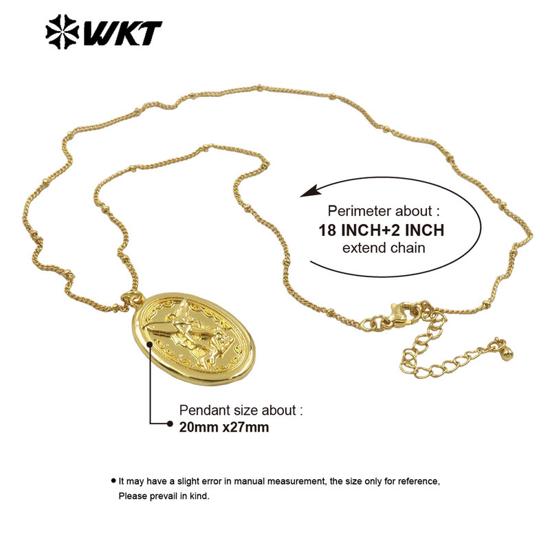 Collar de Ángel de la guarda Unisex, Gargantilla de plata chapada en oro, dos colores disponibles, venta al por mayor, WT-MN988