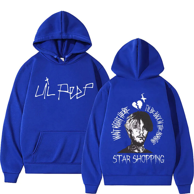 Hoodie pria Retro 90s gaya Punk Hip Hop Harajuku uniseks kasual ukuran besar pullover kaus Rapper Lil Peep Graphic Hoodie