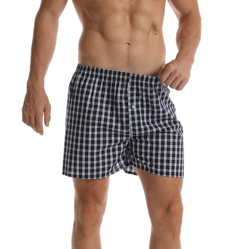Aro Pants-Boxer à carreaux pour hommes, sous-vêtements en coton, caleçons tissés, culotte flèche, 3 pièces par lot