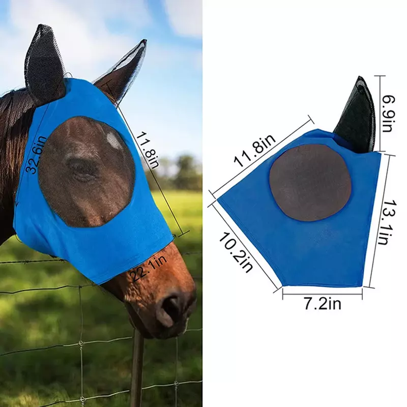 หน้ากากม้า Equestrian ซัพพลายม้า Anti-ยุงป้องกันแมลง Anti-Fly Horse หน้ากากตาข่าย fly ป้องกัน